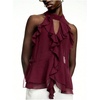 image:imageRoseSeek Womens Flowy Going Out Halter Tops Ruffle Mesh Tops Cut Out Sleeveless Tie Neck Tank Top Summer OutfitBurgundy