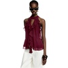 image:imageRoseSeek Womens Flowy Going Out Halter Tops Ruffle Mesh Tops Cut Out Sleeveless Tie Neck Tank Top Summer OutfitBurgundy