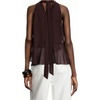 image:imageRoseSeek Womens Flowy Going Out Halter Tops Ruffle Mesh Tops Cut Out Sleeveless Tie Neck Tank Top Summer OutfitCoffee Brown