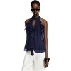 image:imageRoseSeek Womens Flowy Going Out Halter Tops Ruffle Mesh Tops Cut Out Sleeveless Tie Neck Tank Top Summer OutfitDeep Blue