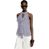 image:imageRoseSeek Womens Flowy Going Out Halter Tops Ruffle Mesh Tops Cut Out Sleeveless Tie Neck Tank Top Summer OutfitDusty Blue