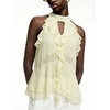 image:imageRoseSeek Womens Flowy Going Out Halter Tops Ruffle Mesh Tops Cut Out Sleeveless Tie Neck Tank Top Summer OutfitLight Yellow