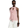 image:imageRoseSeek Womens Flowy Going Out Halter Tops Ruffle Mesh Tops Cut Out Sleeveless Tie Neck Tank Top Summer OutfitPink
