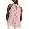 image:imageRoseSeek Womens Flowy Going Out Halter Tops Ruffle Mesh Tops Cut Out Sleeveless Tie Neck Tank Top Summer OutfitPink