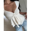 image:imageRoseSeek Womens Flowy Going Out Tank Top Sweetheart Neck Cap Sleeve Summer Ruffle Elegant Crop TopsApricot