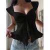 image:imageRoseSeek Womens Flowy Going Out Tank Top Sweetheart Neck Cap Sleeve Summer Ruffle Elegant Crop TopsBlack