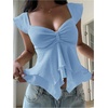 image:imageRoseSeek Womens Flowy Going Out Tank Top Sweetheart Neck Cap Sleeve Summer Ruffle Elegant Crop TopsLight Blue