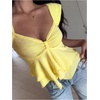 image:imageRoseSeek Womens Flowy Going Out Tank Top Sweetheart Neck Cap Sleeve Summer Ruffle Elegant Crop TopsLight Yellow