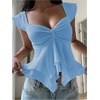 image:imageRoseSeek Womens Flowy Going Out Tank Top Sweetheart Neck Cap Sleeve Summer Ruffle Elegant Crop TopsMedium Blue
