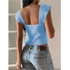 image:imageRoseSeek Womens Flowy Going Out Tank Top Sweetheart Neck Cap Sleeve Summer Ruffle Elegant Crop TopsMedium Blue