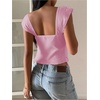 image:imageRoseSeek Womens Flowy Going Out Tank Top Sweetheart Neck Cap Sleeve Summer Ruffle Elegant Crop TopsPink