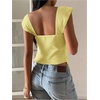 image:imageRoseSeek Womens Flowy Going Out Tank Top Sweetheart Neck Cap Sleeve Summer Ruffle Elegant Crop TopsYellow