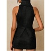 image:imageRoseSeek Womens Fold Over High Neck Tops Sleeveless Fitted Tank Tops Western OutfitBlack