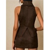 image:imageRoseSeek Womens Fold Over High Neck Tops Sleeveless Fitted Tank Tops Western OutfitBrown