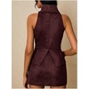 image:imageRoseSeek Womens Fold Over High Neck Tops Sleeveless Fitted Tank Tops Western OutfitCoffee Brown