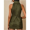 image:imageRoseSeek Womens Fold Over High Neck Tops Sleeveless Fitted Tank Tops Western OutfitGreen