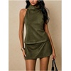 image:imageRoseSeek Womens Fold Over High Neck Tops Sleeveless Fitted Tank Tops Western OutfitGreen