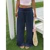 image:imageRoseSeek Womens Fold Over Low Rise Linen Pants Wide Leg Casual Lounge Pants Vacation TrousersDeep Blue