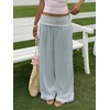 image:imageRoseSeek Womens Fold Over Low Rise Linen Pants Wide Leg Casual Lounge Pants Vacation TrousersGrey