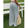 image:imageRoseSeek Womens Fold Over Low Rise Linen Pants Wide Leg Casual Lounge Pants Vacation TrousersGrey