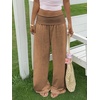 image:imageRoseSeek Womens Fold Over Low Rise Linen Pants Wide Leg Casual Lounge Pants Vacation TrousersKhaki