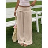 image:imageRoseSeek Womens Fold Over Low Rise Linen Pants Wide Leg Casual Lounge Pants Vacation TrousersLight Apricot