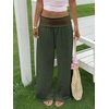 image:imageRoseSeek Womens Fold Over Low Rise Linen Pants Wide Leg Casual Lounge Pants Vacation TrousersOlive Green