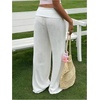 image:imageRoseSeek Womens Fold Over Low Rise Linen Pants Wide Leg Casual Lounge Pants Vacation TrousersWhite