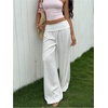image:imageRoseSeek Womens Fold Over Low Rise Linen Pants Wide Leg Casual Lounge Pants Vacation TrousersWhite