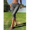 image:imageRoseSeek Womens Gingham Split Leggings Lace Low Rise Elastic Waist Skinny Capri PantsBlack and White