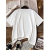 image:imageRoseSeek Womens Graphic Cherry Bow Tees Casual Letter Print Round Neck T Shirt Summer Short Sleeve Trendy TopsBow White