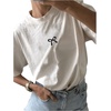 image:imageRoseSeek Womens Graphic Cherry Bow Tees Casual Letter Print Round Neck T Shirt Summer Short Sleeve Trendy TopsBow White