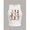 image:imageRoseSeek Womens Graphic Crop Tops Crewneck Slim Fit Sleeveless Tank Tops Summer Tops Cowgirl ShirtsWhite