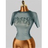 image:imageRoseSeek Womens Graphic Print Sheer Mesh Crop Tees Short Sleeve Crew Neck TShirts Going Out TopsGrey