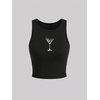 image:imageRoseSeek Womens Graphic Y2k Going Out Tank Tops Sleeveless Martini Casual Slim Fit Summer Crop TopBlack