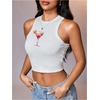 image:imageRoseSeek Womens Graphic Y2k Going Out Tank Tops Sleeveless Martini Casual Slim Fit Summer Crop TopPure White