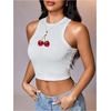 image:imageRoseSeek Womens Graphic Y2k Going Out Tank Tops Sleeveless Martini Casual Slim Fit Summer Crop TopSoft White