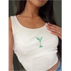 image:imageRoseSeek Womens Graphic Y2k Going Out Tank Tops Sleeveless Martini Casual Slim Fit Summer Crop TopWhite and Green