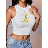 image:imageRoseSeek Womens Graphic Y2k Going Out Tank Tops Sleeveless Martini Casual Slim Fit Summer Crop TopYellow and White