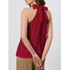 image:imageRoseSeek Womens Halter Tops Tie Back Sleeveless Casual Blouses Dressy Work Shirts Going Out Summer TopsDeep Red