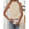 image:imageRoseSeek Womens Halter Tops Tie Back Sleeveless Casual Blouses Dressy Work Shirts Going Out Summer TopsPure Apricot