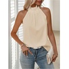 image:imageRoseSeek Womens Halter Tops Tie Back Sleeveless Casual Blouses Dressy Work Shirts Going Out Summer TopsPure Apricot