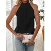 image:imageRoseSeek Womens Halter Tops Tie Back Sleeveless Casual Blouses Dressy Work Shirts Going Out Summer TopsPure Black