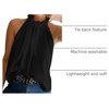 image:imageRoseSeek Womens Halter Tops Tie Back Sleeveless Casual Blouses Dressy Work Shirts Going Out Summer TopsPure Black