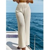 image:imageRoseSeek Womens High Waist Sheer Mesh Cover Up Pants Stretchy See Through Beach Pants Vacation OutfitsBeige