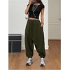 image:imageRoseSeek Womens Hippie Baggy Harem Pants Drawstring Waist Drop Crotch Trousers Asymmetrical Wrap StreetwearArmy Green