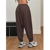 image:imageRoseSeek Womens Hippie Baggy Harem Pants Drawstring Waist Drop Crotch Trousers Asymmetrical Wrap StreetwearBrown