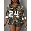 image:imageRoseSeek Womens Jersey Shirts Number Graphic V Neck 34 Sleeve Football Y2k T Shirts Tops StreetwearArmy Green