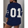 image:imageRoseSeek Womens Jersey Shirts Number Graphic V Neck 34 Sleeve Football Y2k T Shirts Tops StreetwearBlue Letter