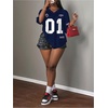 image:imageRoseSeek Womens Jersey Shirts Number Graphic V Neck 34 Sleeve Football Y2k T Shirts Tops StreetwearBlue Letter